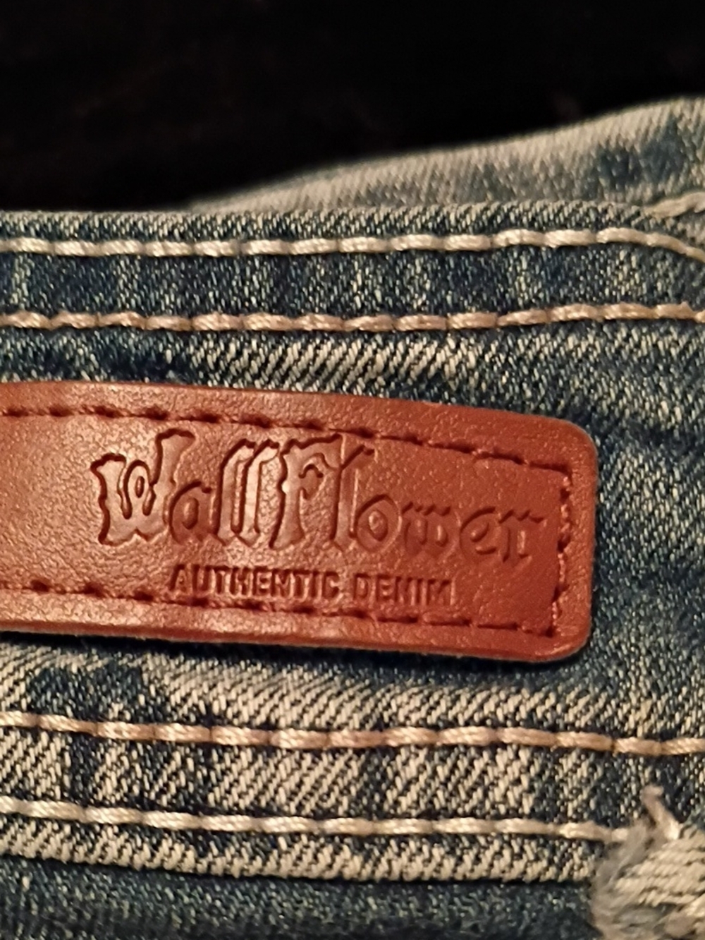 Wallflower Blue Denim with Brown Leather Patch